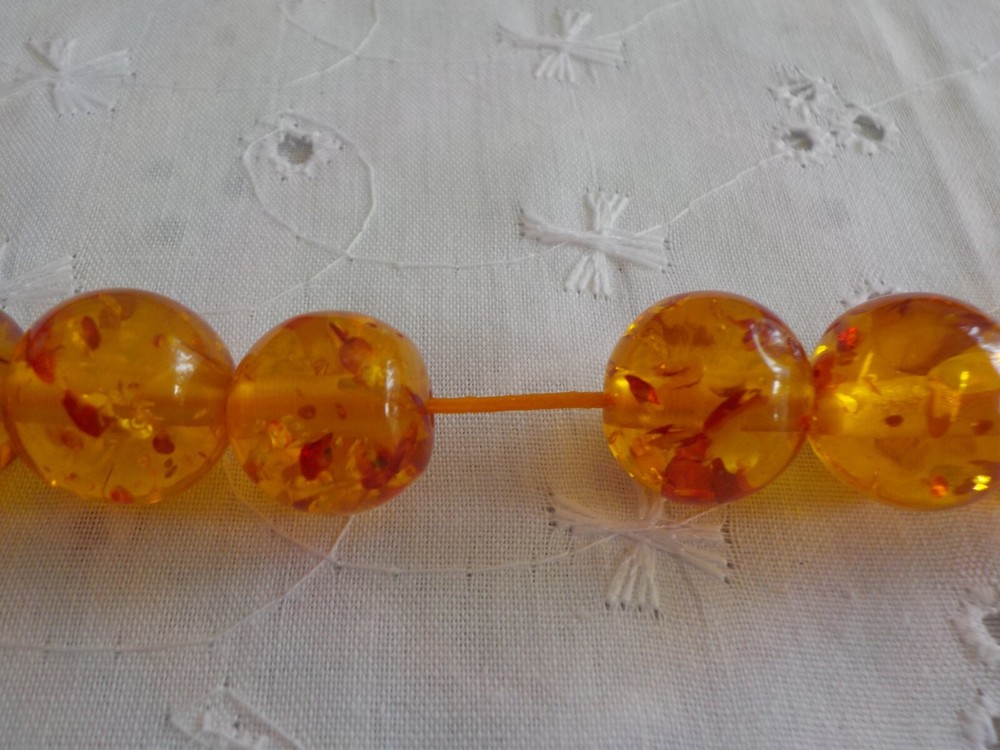 Faux Plastic Amber Bead Long Prayer Beads Confetti