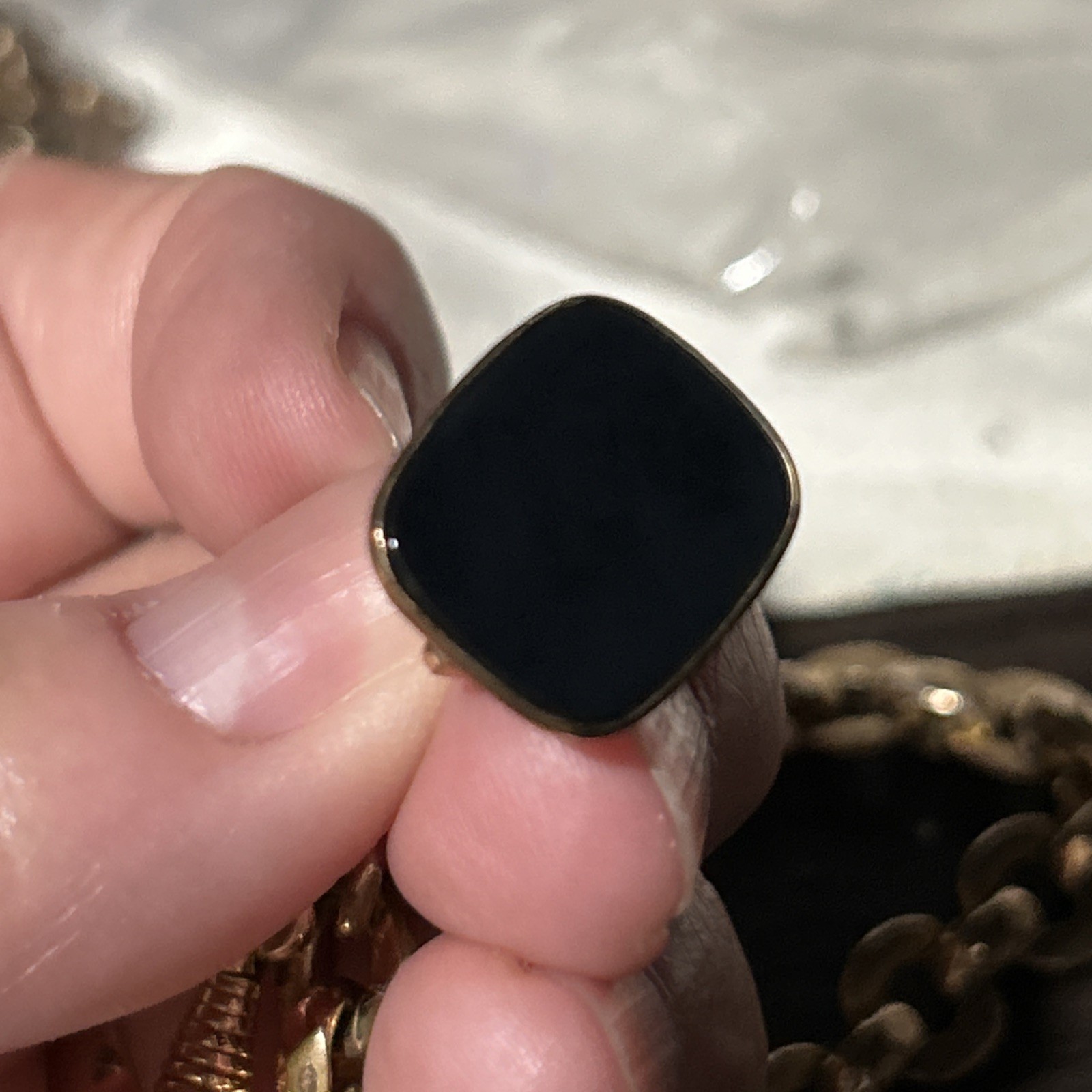 Vintage London FM Fob 9ct 375 Solid Gold Onyx Wax Seal GF Charnier Watch Chain