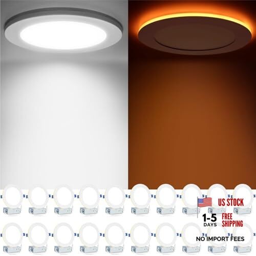20 Pack 5CCT LED Recessed Ceiling Light with Night Light, 6 Inch