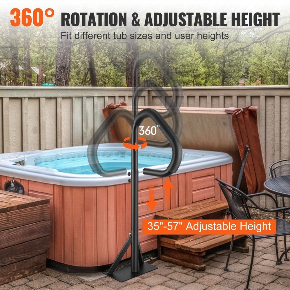 Spa Step Handrail 600LB Capacity 360 Rotatable Adjustable Height Rust-Proof