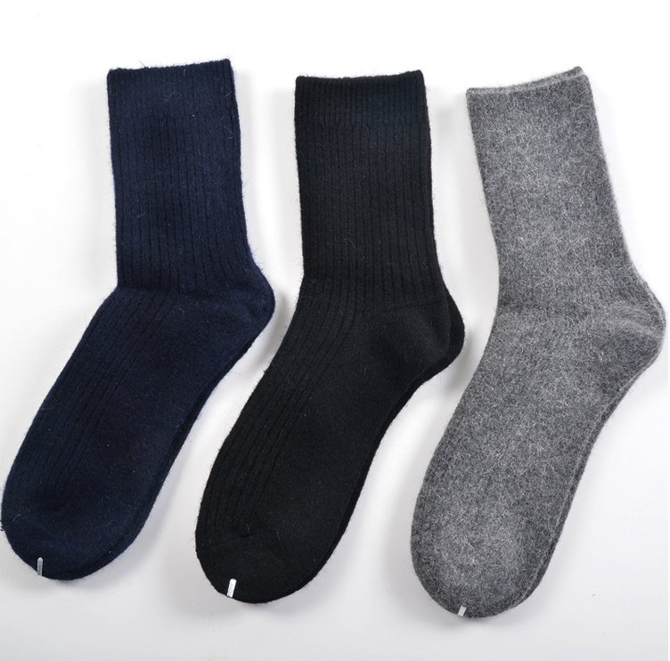 3 Pack Men 100%Merino Wool Crew Socks Thicken Dress Solid Thermal Boot Winter