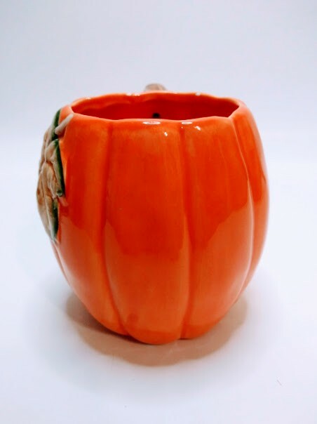Vintage Pumpkin Ceramic Mug Planter
