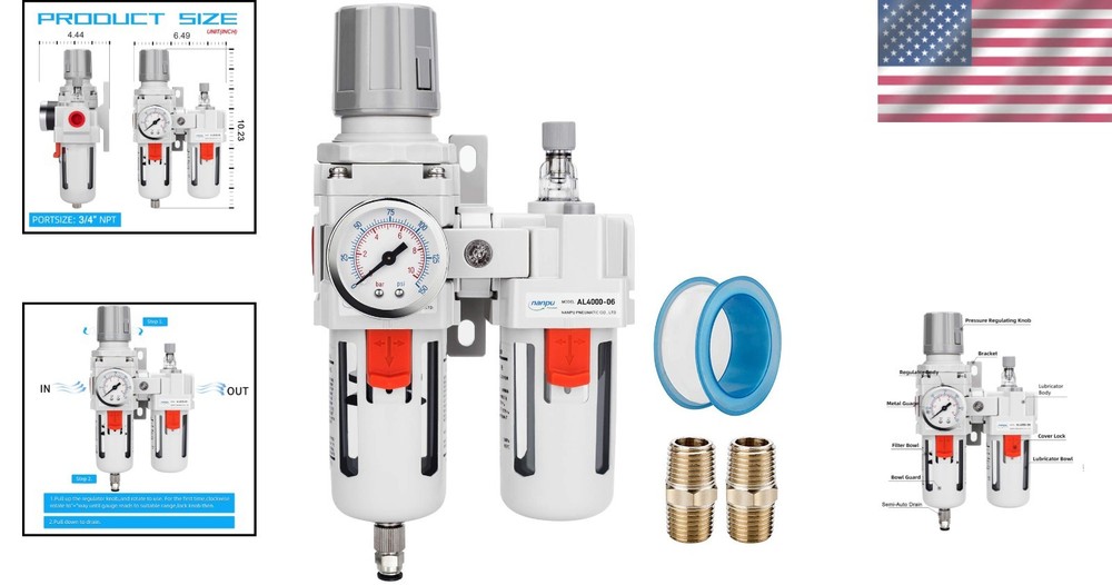 Compressed Air Filter Regulator Lubricator 3/4" NPT