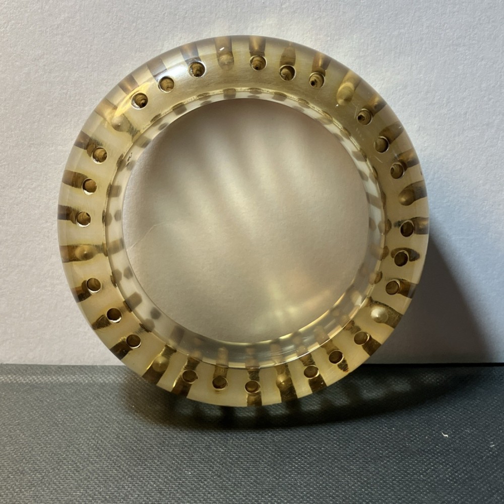 Lucite Clear Bangle Bracelet with Drilled Dot Pattern Translucent (heavy)