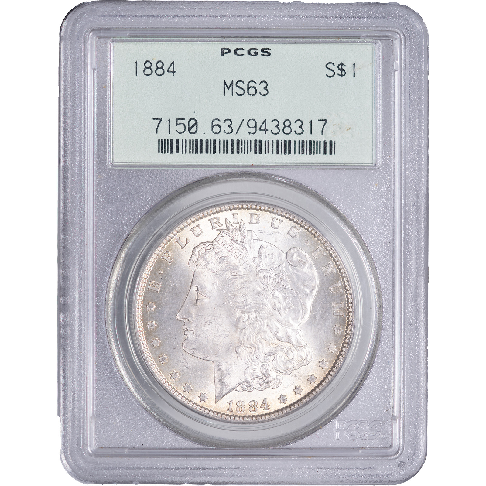 1884 $1 Morgan Silver Dollar ~ PCGS MS63 - OGH - Reverse Toning