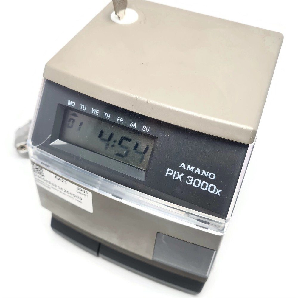 Amano PIX3000x Electronic Side Loading Time Clock. Made in USA