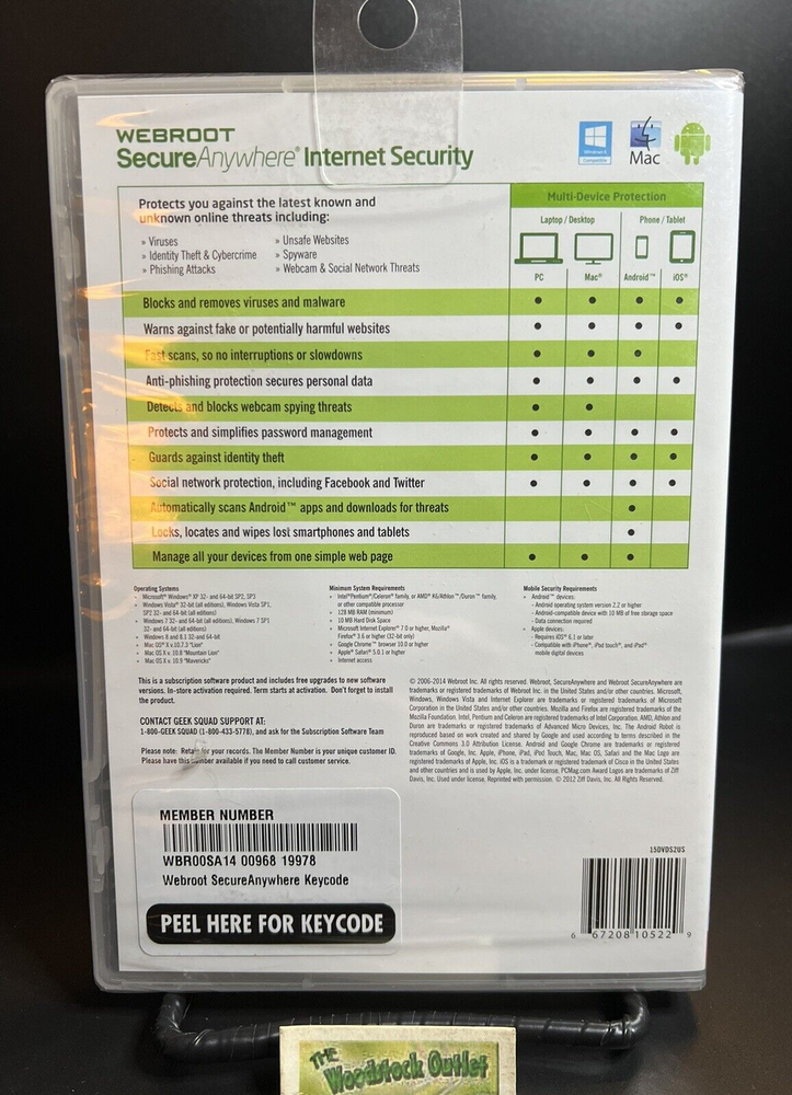 Webroot Secure Anywhere Internet Security 3 Devices for PC/MAC/Mobile NEW SEALED