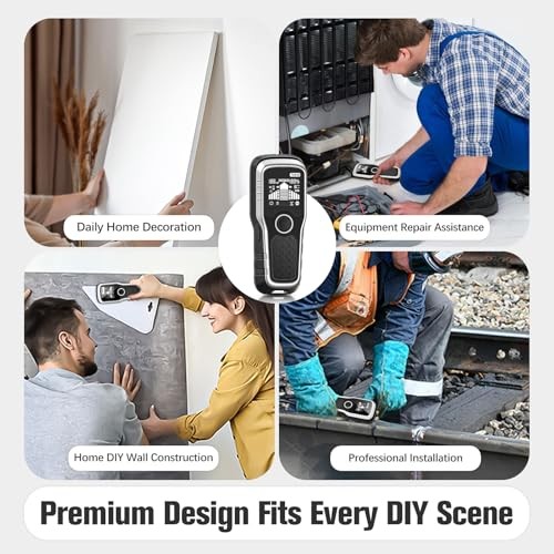 Stud Finder Wall Scanner - 6-in-1 Upgraded Multifunction Auto Light Silver