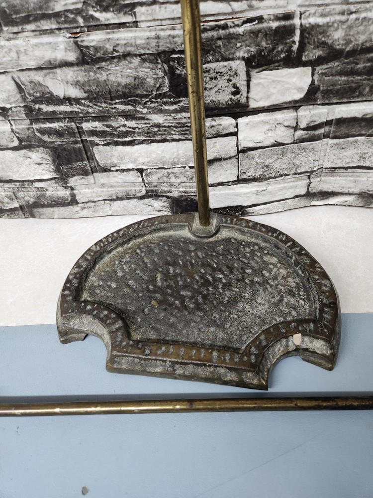 Vintage Solid Brass Fireplace Tool Set with Decorative Stand