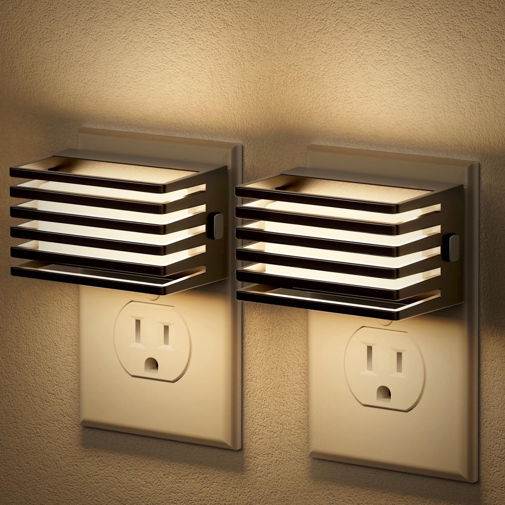 JandCase LED Night Light, [2 Pack] Lights 2 Pack, Warm - Black Shade