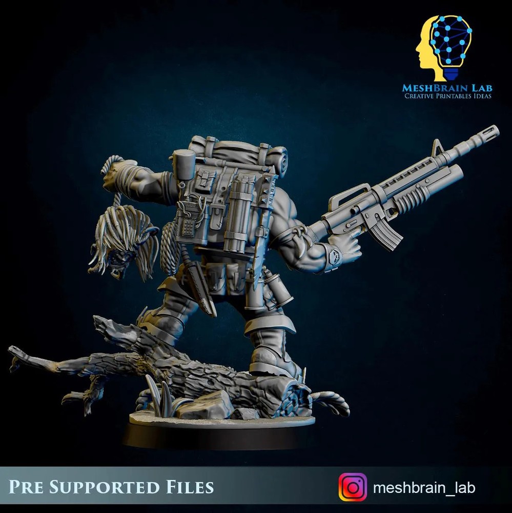 3D Printed Ork Commando Boss by Meshbrain Labs