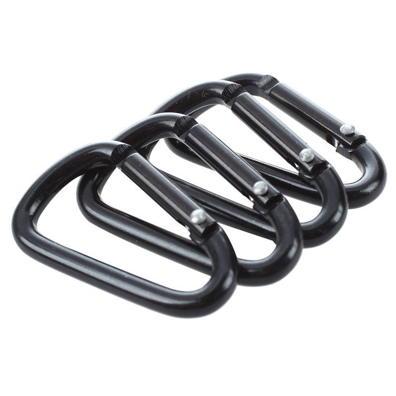 100x Mini Black Carabiners Spring Clip Hook Keychain Key D Ring Hiking Small