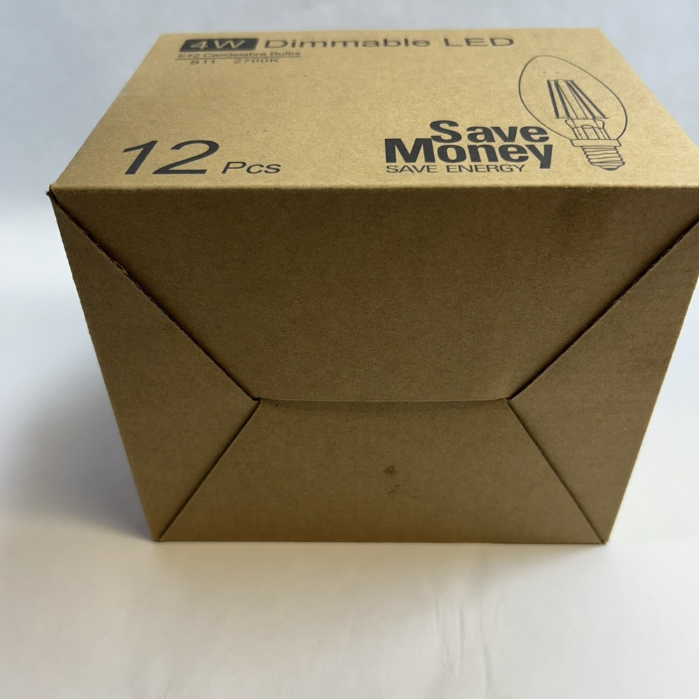 12 Pack Dimmable E12 Candle Light Bulbs LED 4W Candelabra Bulb