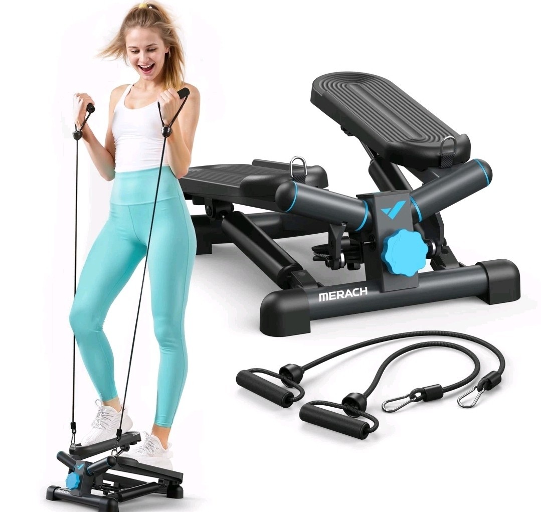 New MERACH Mini Stepper Exercise Equipment with Resistance Bands for Full Body