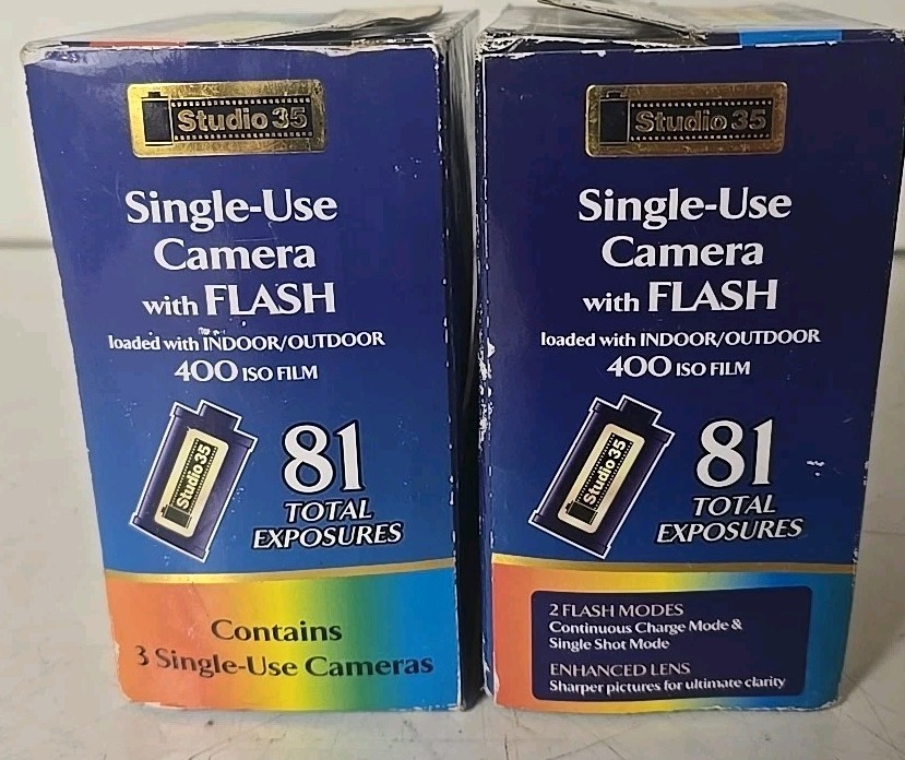 Lot 2 Walgreens Studio 35 Single-Use 35mm Camera w/ Flash 81 Exposures 3 Pack