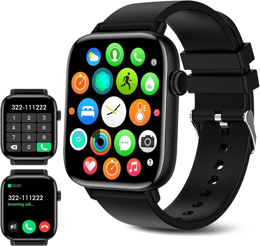 Waterproof 1.9" Smart Watch - Heart Rate & Sleep Tracker for iOS/Android