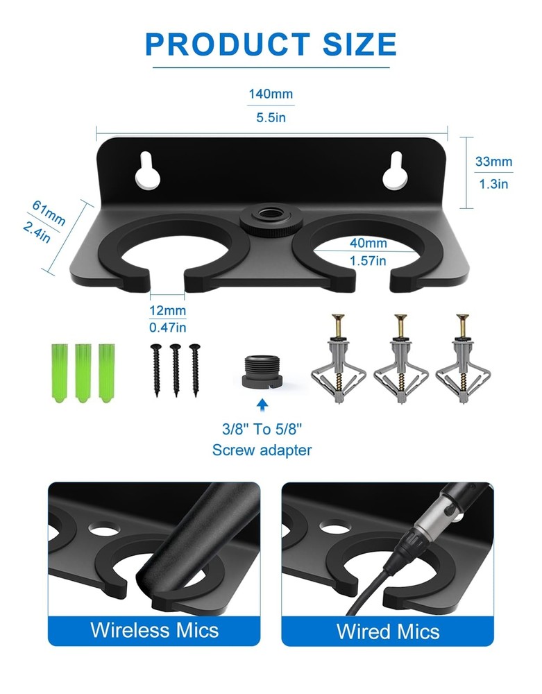 Multi Microphone Holder for Handheld Dynamic Wired and Wireless Mics Storage ...