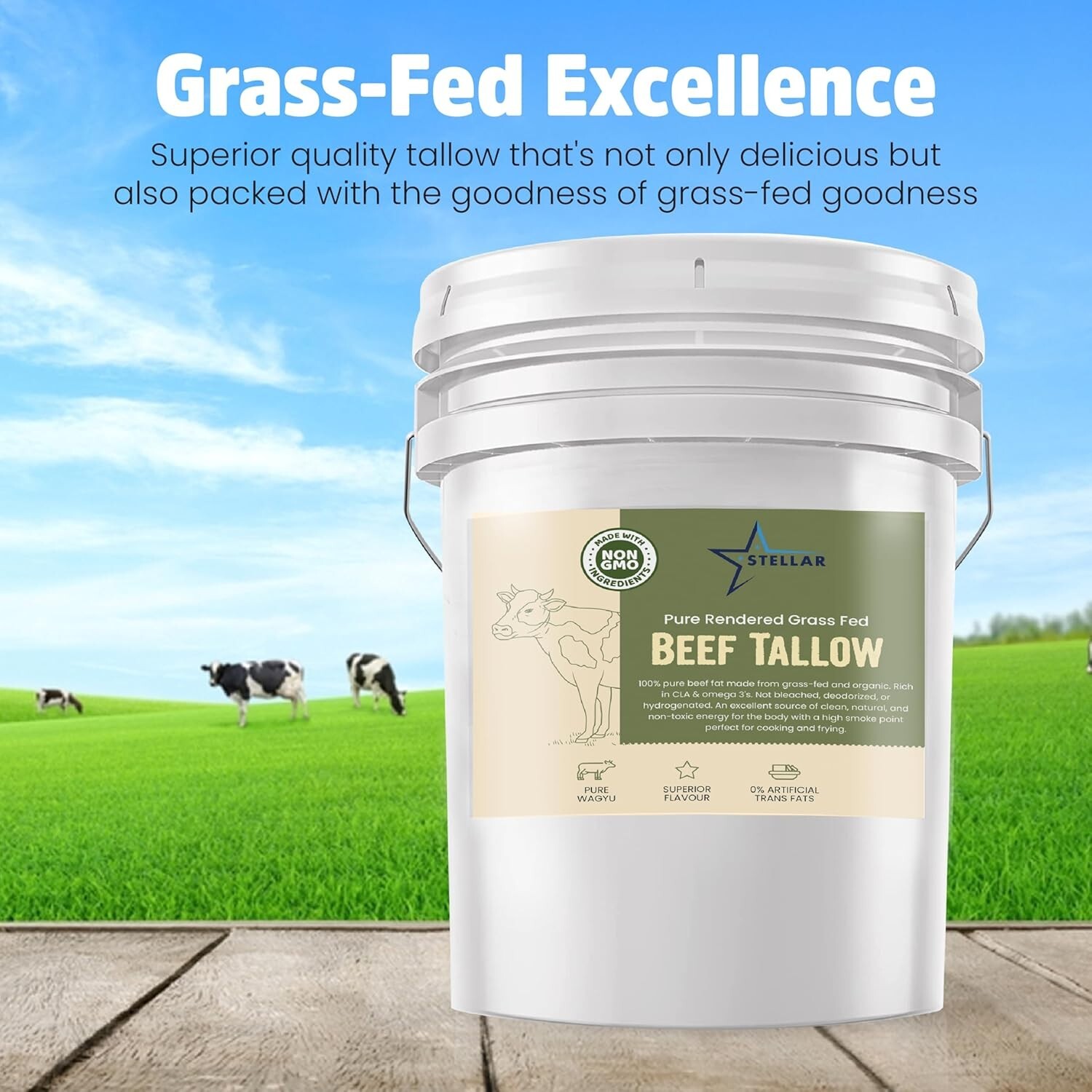 Beef Tallow - 100% Grass-Fed & Finished - Good for Cooking, Baking ~ 15 Pounds