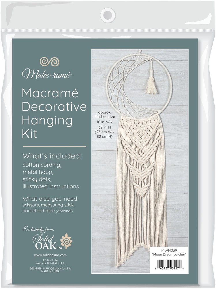 Solid Oak Macrame Hanging Kit-Moon Dreamcatcher