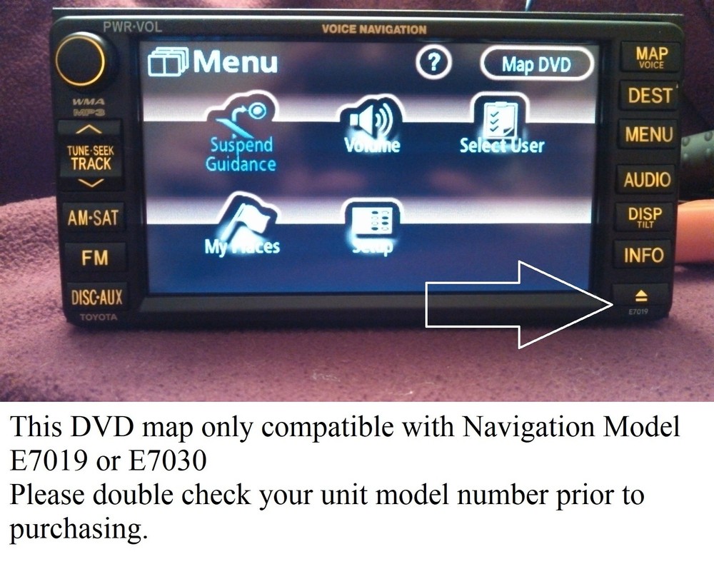 2009-2011 Toyota Corolla Matrix RAV4 DVD U.S CAN Map For Navigation Model E7019