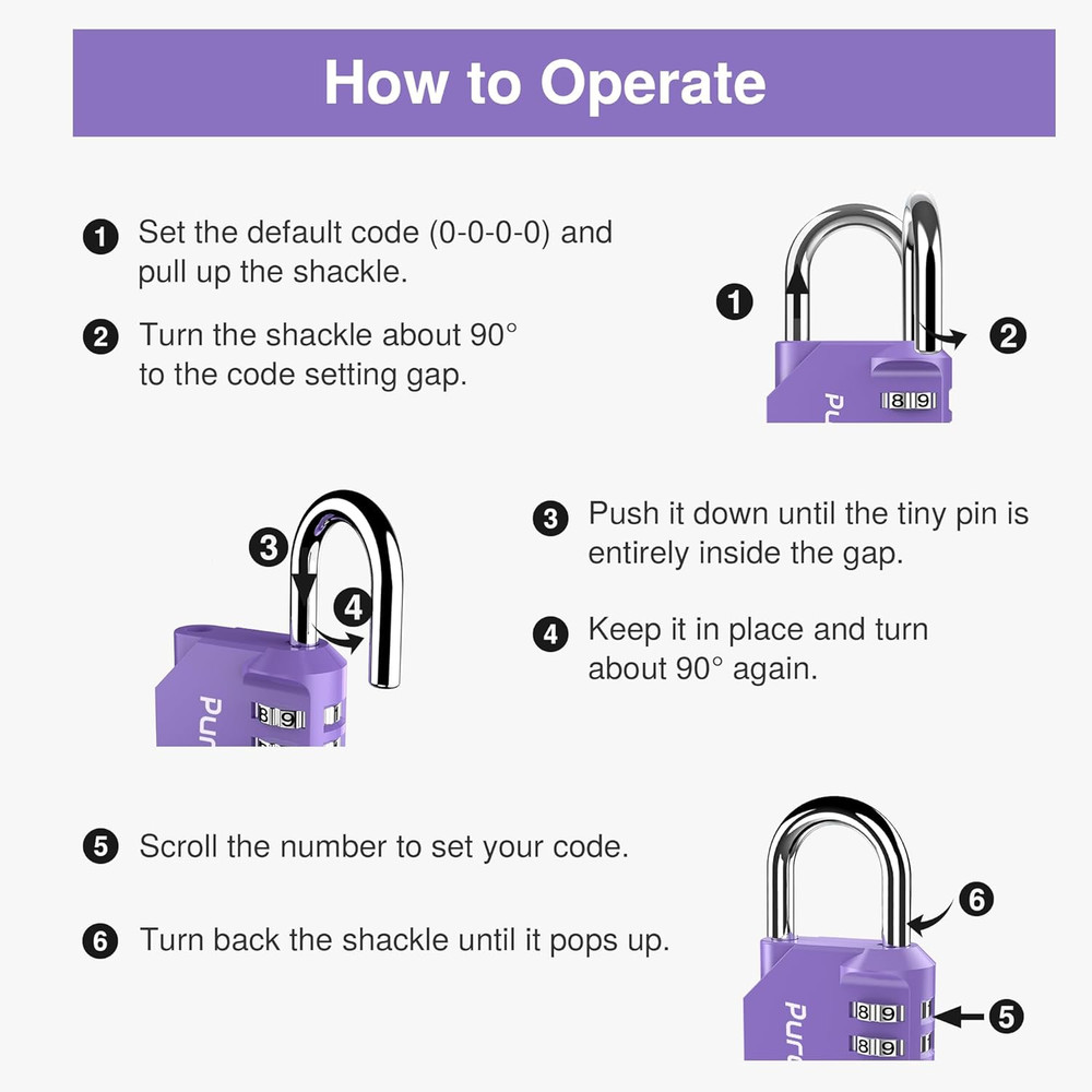 2 Pack Combination Lock for Locker 4 Digit Outdoor Waterproof Padlock for Sch...