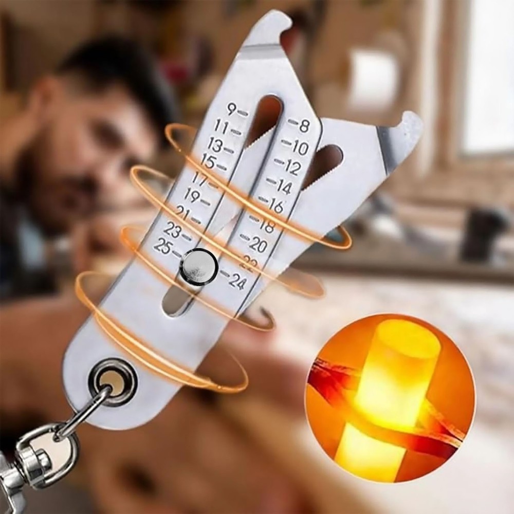 Stainless Steel Bolt Size Identifier - Thread Gauge with Keychain Attachment