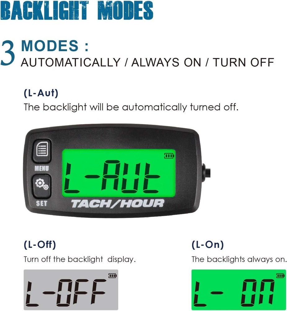 Digital Tach Hour Meter Battery Replacement for Small Engines Lawn Tractor