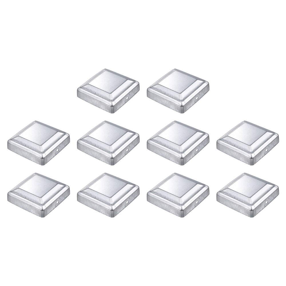 10Pcs Fence Post Cap, Galvanized Deck Post Caps Fit 3.2" x 3.2" Pipe, Silver