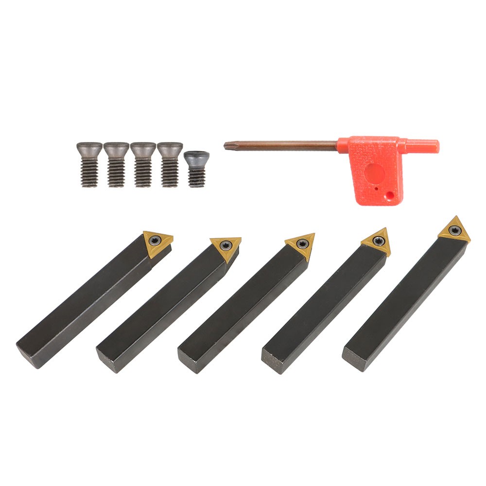 5-piece 1 / 2 "lathe indexable carbide insert + turning tool bit holder kit