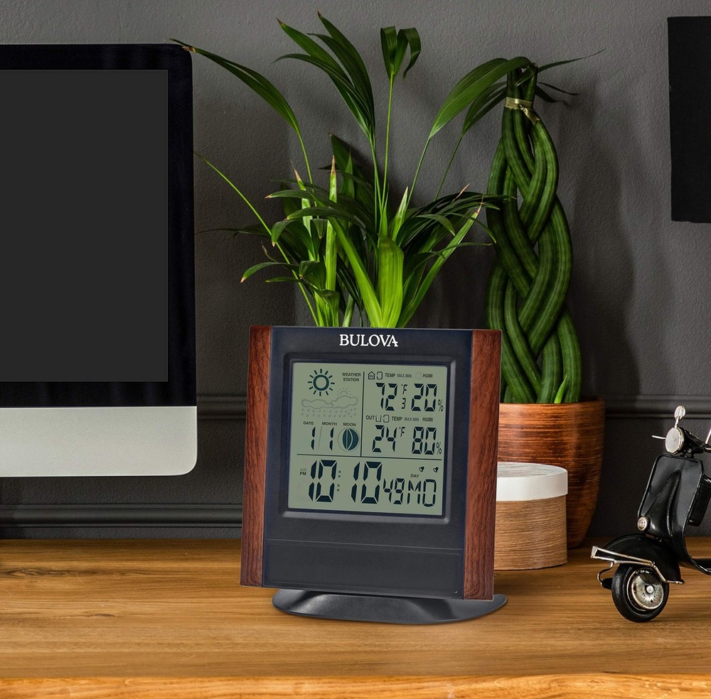 Bulova Forecaster Versatile Tabletop Clock, Brown & Black, B1708