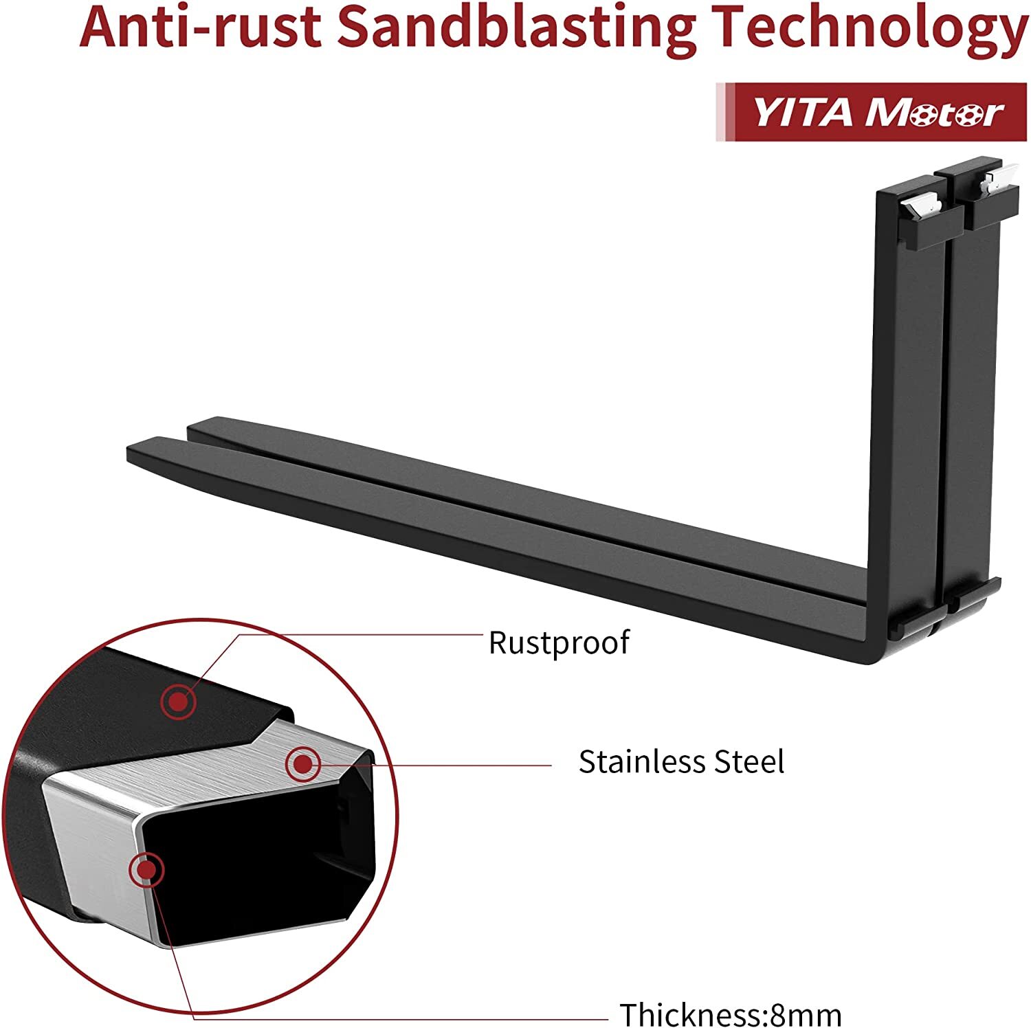 2 Packs 48" Pallet Fork Blades Forklift Blades for Skid Tractors Loaders 4000lbs