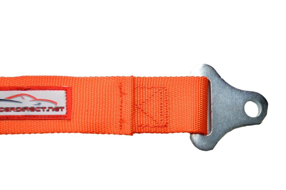 2" ORANGE 4 POINT SEAT BELT HARNESS PULL DOWN LAP BELTS FLOOR MOUNT PUSH BUTTON