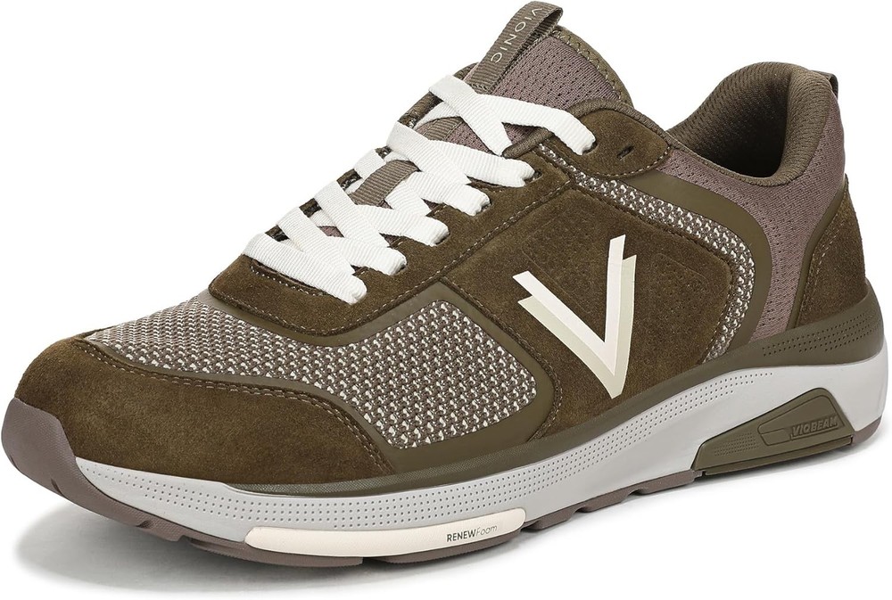 Vionic Men's Walk Strider Knit Dark Olive Sneakers NW/OB 12.5M