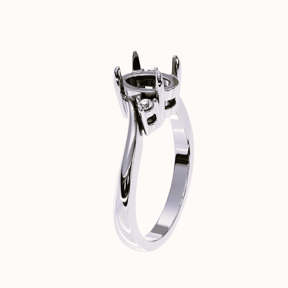 Silver Ring Blank, Oval 5x7mm – Celtic Bezel Setting Ring Mounting | Rhodium