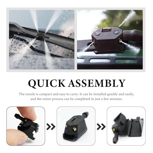 2PCS Front Windshield Washer Nozzles, 4 Holes Spray Jet Windshield Arm Mounted