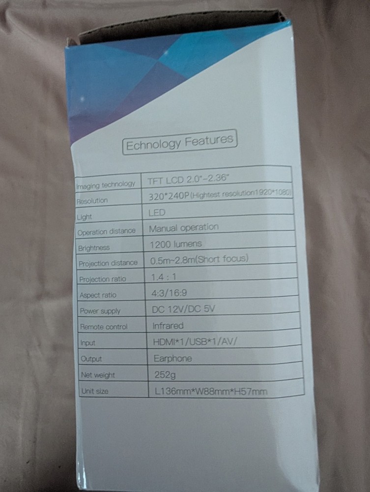 Mini LED Projector HDMI USB AV – Portable – Open Box – Complete w/ Remote