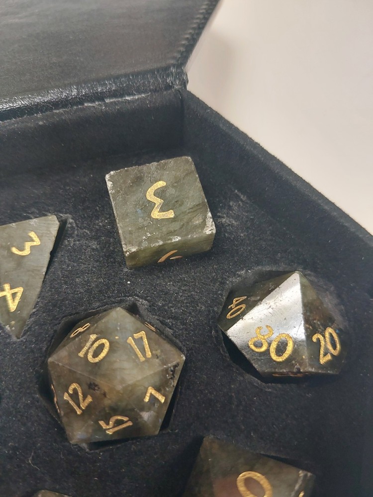 Labradorite: Full-Sized 16mm Polyhedral Dice Set