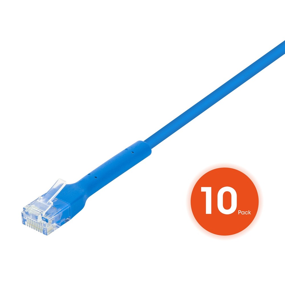 CAT-6 U/UTP FlexiBoot Slim Network Patch Cable, 10 Pack, 3 ft