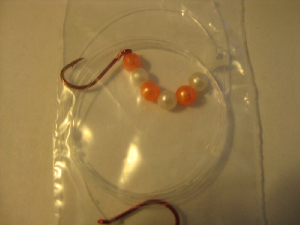 Walleye 2 Hook Quick Change Crawler Harness (Orange And White Beads)