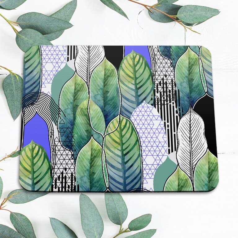 Abstract Leaf Aesthetic Geometry Mouse Pad Mat Office Desk Table Accessory Gift