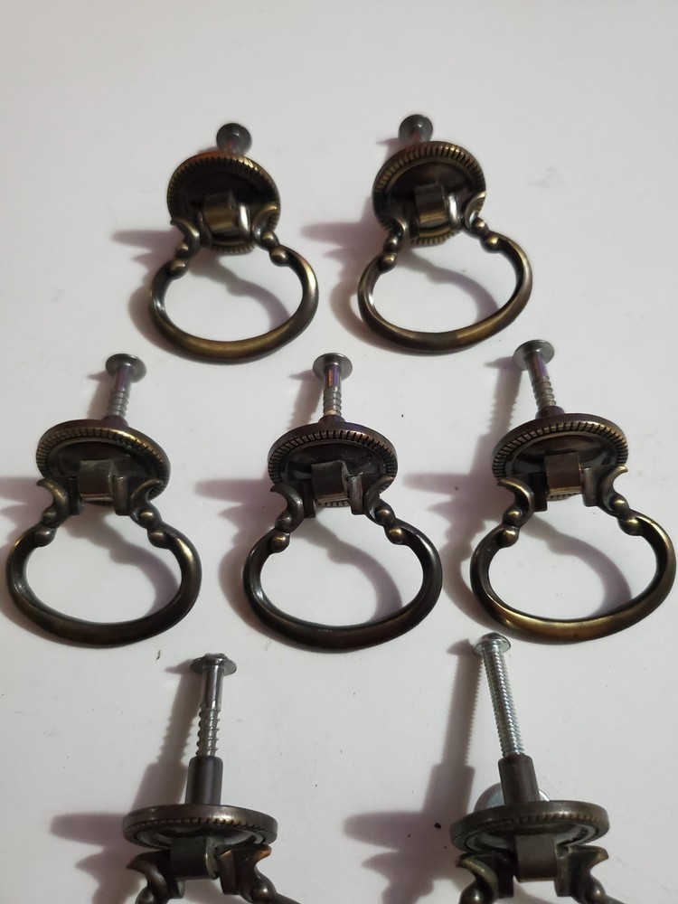 7 vintage drawer pulls pull handles handle Amerock 1964 ornate drop down ring