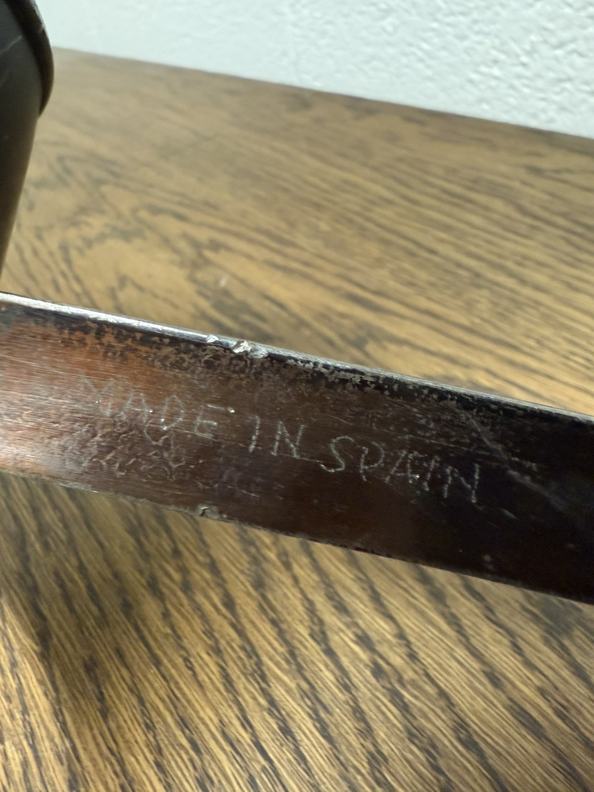 Antique Vintage 19th Century Sword Made In Spain Trefoil Blade Wood Handle