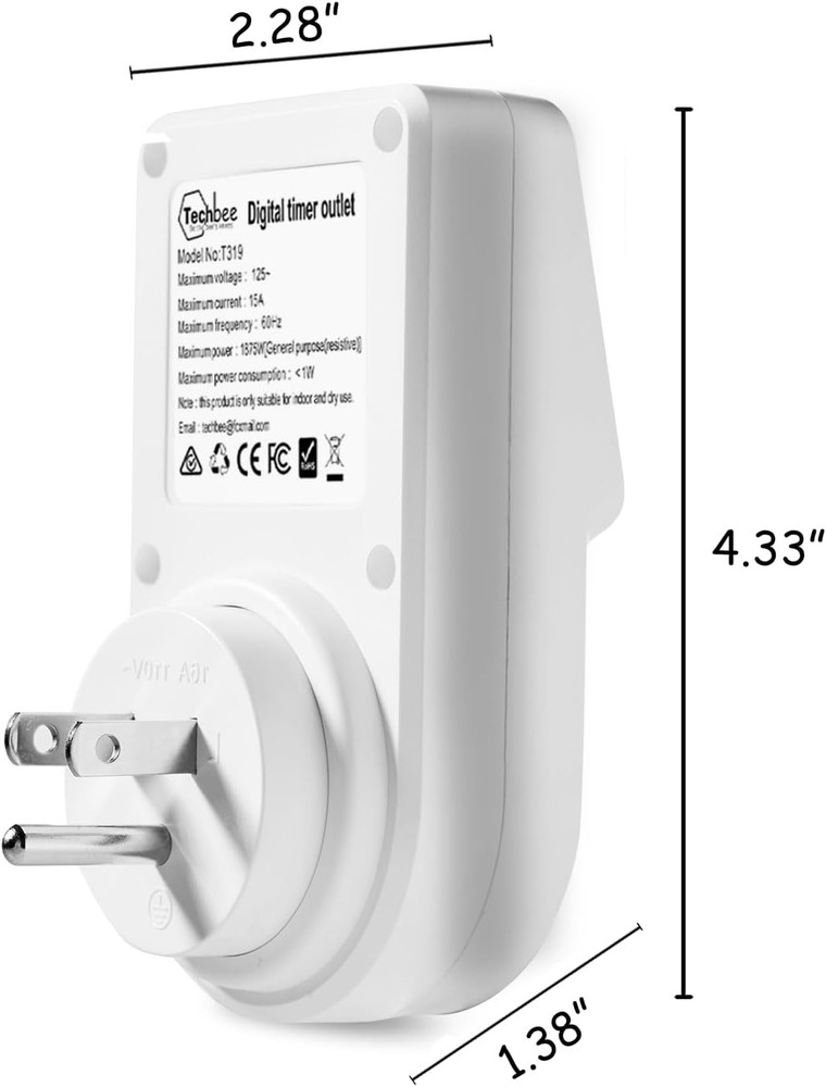 Digital Infinite Repeat Cycle Intermittent Timer Plug for Electrical White