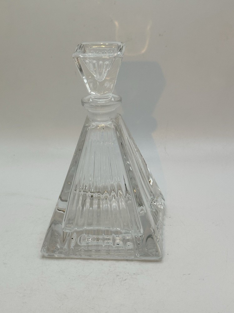 Art Deco Leaded Crystal Triangular Perfume Bottle With Stopper