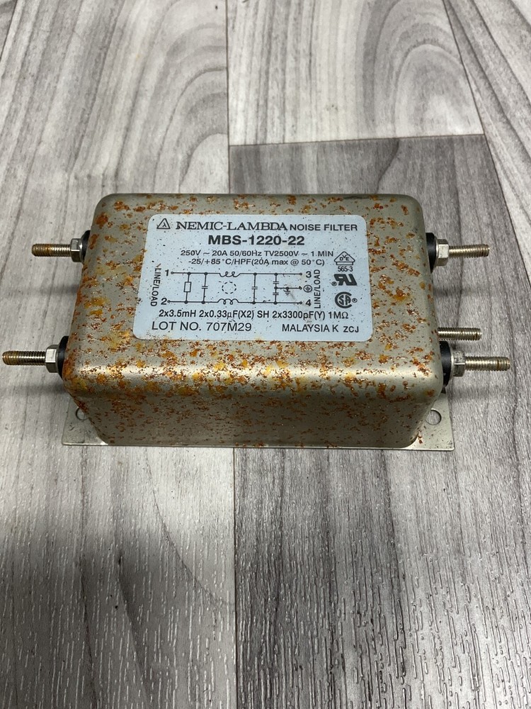 Nemic-Lambda MBS-1220-22 Noise Filter, 250V~20A #4014PT184