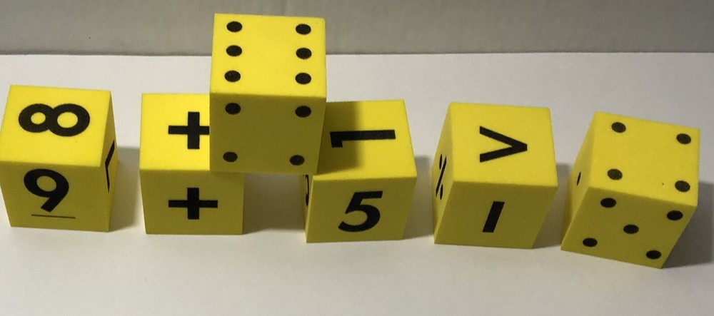 Educational Supply 6 Yellow Foam Function Math Dice Blocks FREE SHIPPING