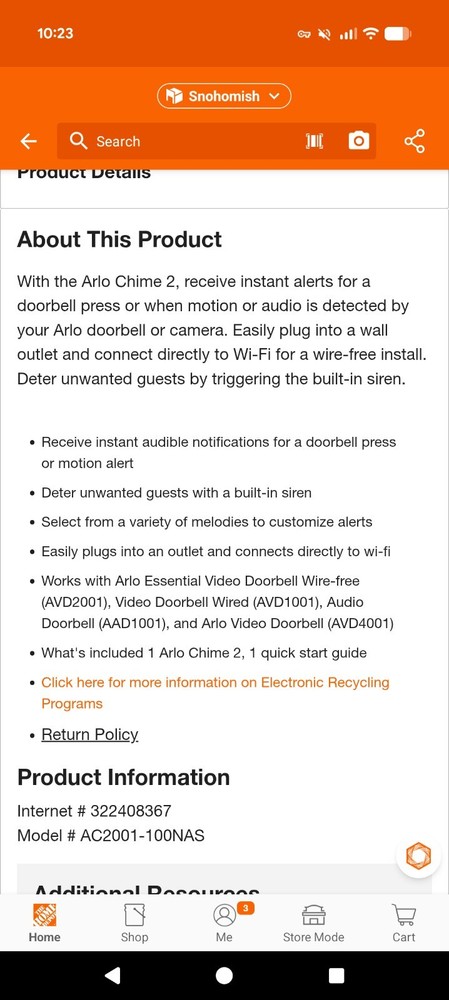 Arlo Chime 2 + Arlo essentials Wired Doorbell Bundle