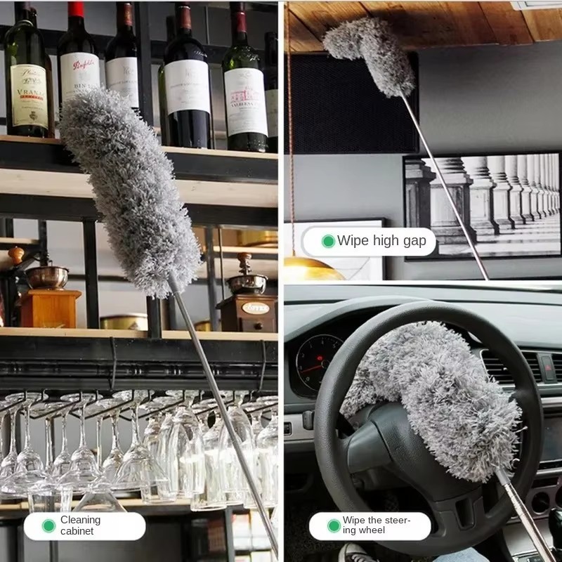 Adjustable Soft Microfiber Feather Duster Dusting Brush Household Cleaning Tool