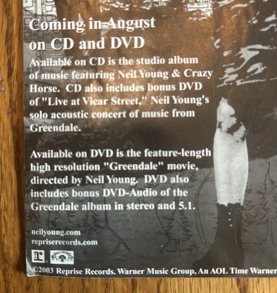 Neil Young Greendale Show Bill - 2003 Tour