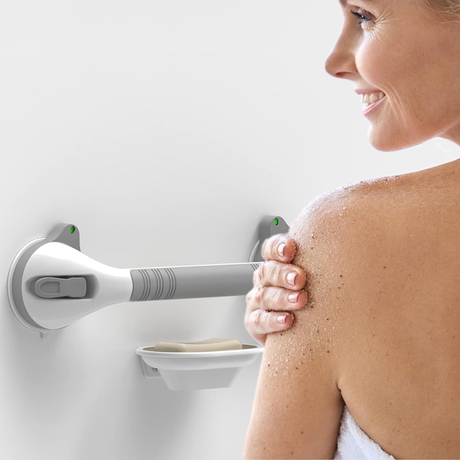 17in Suction Shower Grab Bar with Indicators, Balance Assist Steady Handle